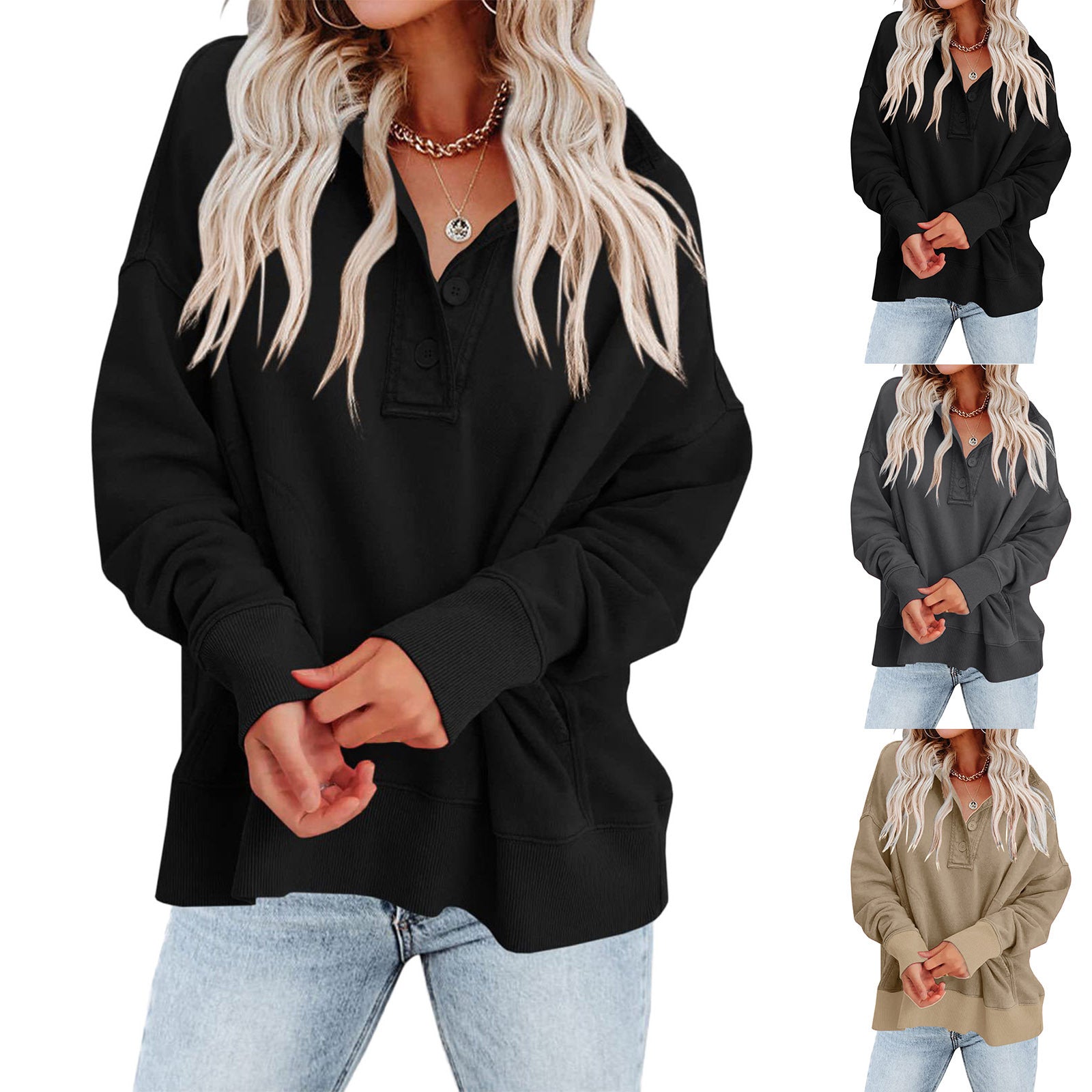 Loose And Simple Button Casual Versatile Sweaters