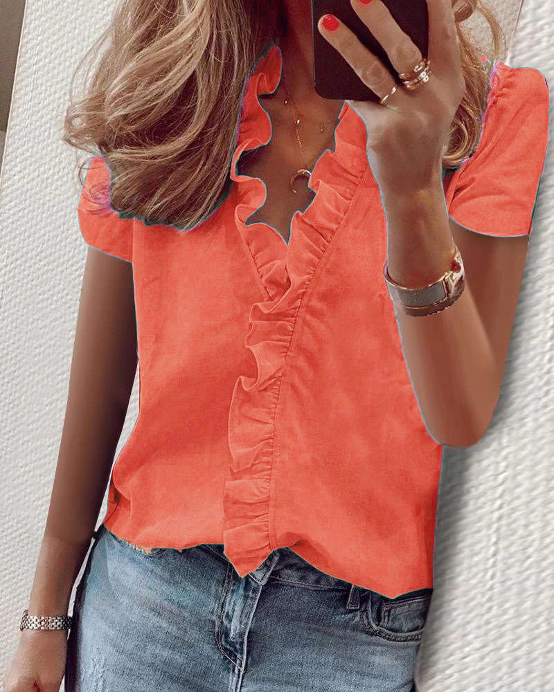 Women's Summer Autumn Style Sleeve Ruffle Blouses