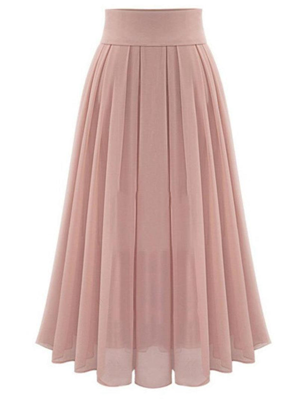 Solid Color High Waist Super Pleated Chiffon Skirts