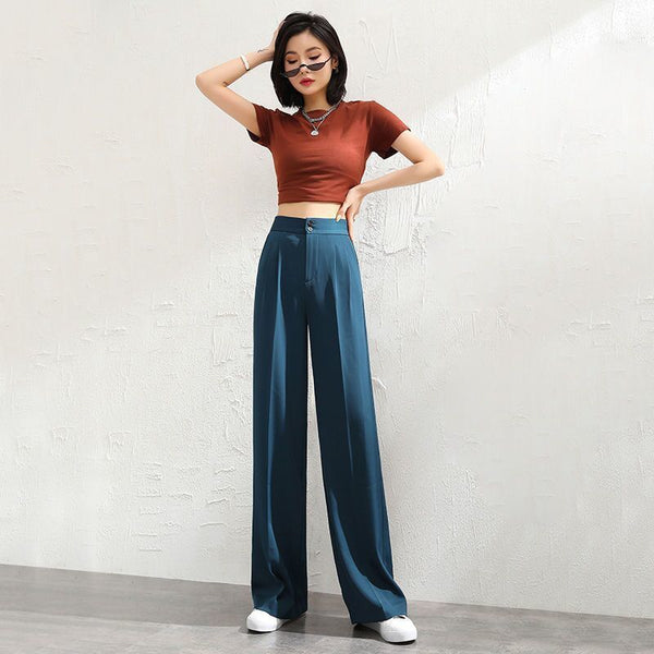 Women's High Waist Loose Slimming Straight Casual Pants