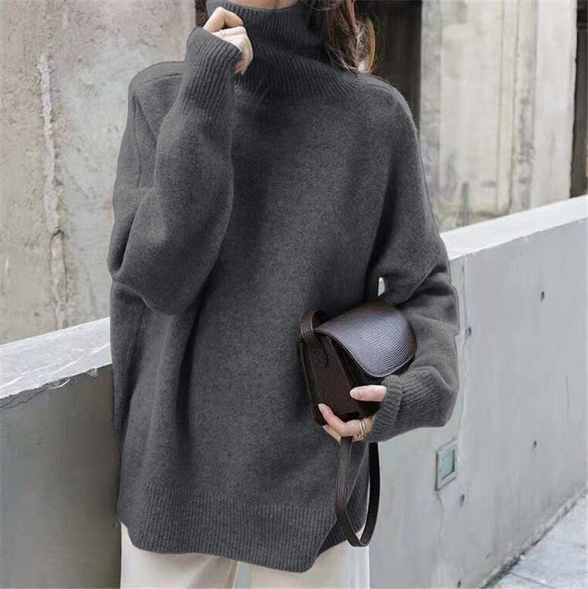 Women's Korean Solid Color Turtleneck Pullover Versatile Sweaters