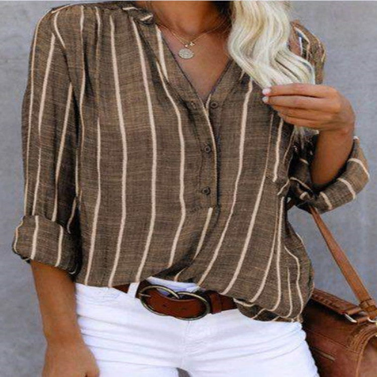 Women's Same Day Delivery Simple Printed Striped Blouses