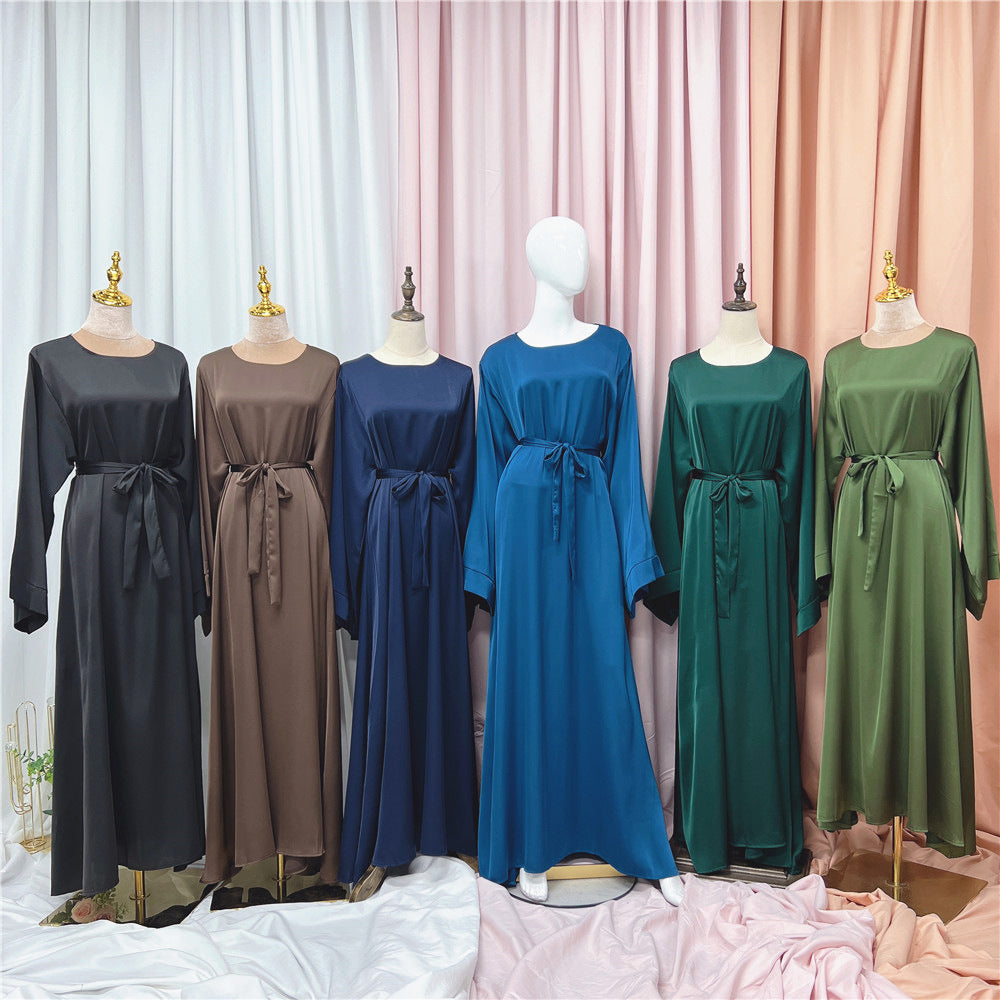 Basic Solid Color Multicolor Robe Dress Plus Size
