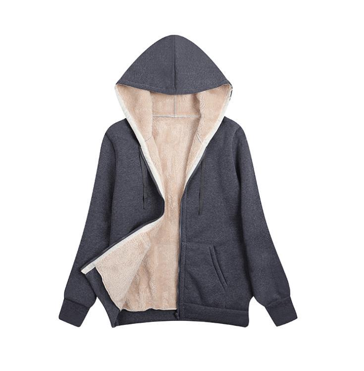 Women's Winter Warm Berber Fleece Pocket Hooded Coats