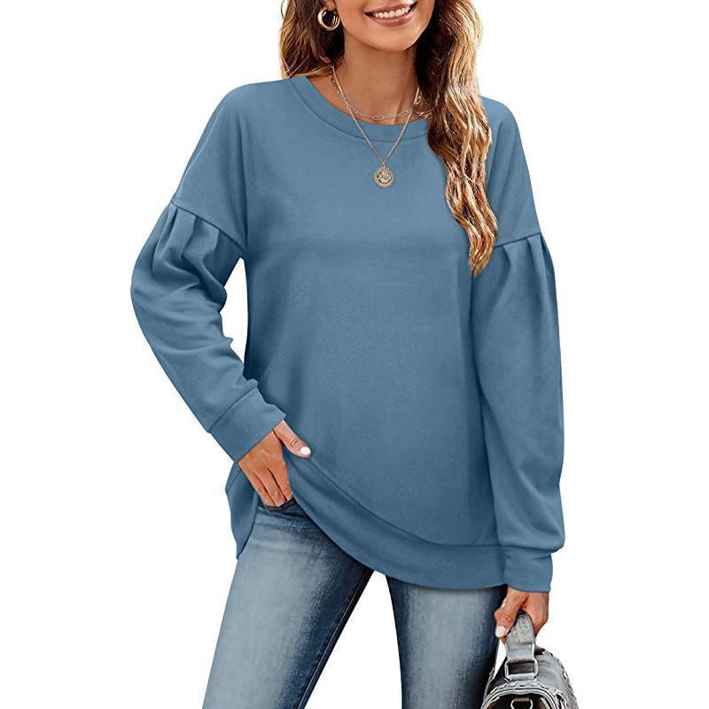 Women's Solid Color Hoodie Round Neck Stitching Sweaters