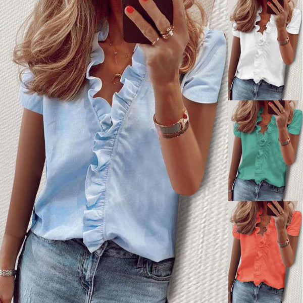 Women's Summer Autumn Style Sleeve Ruffle Blouses