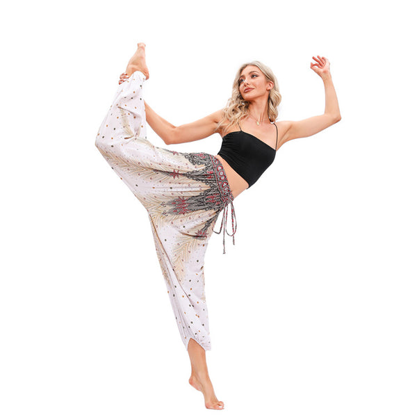 Comfortable Bohemian Plus-sized Yoga Neutral Bloomers Pants