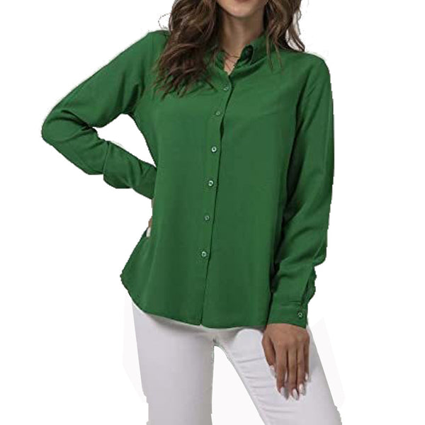 Women's Fashion Shirt Casual Long-sleeved Button-down Blouses