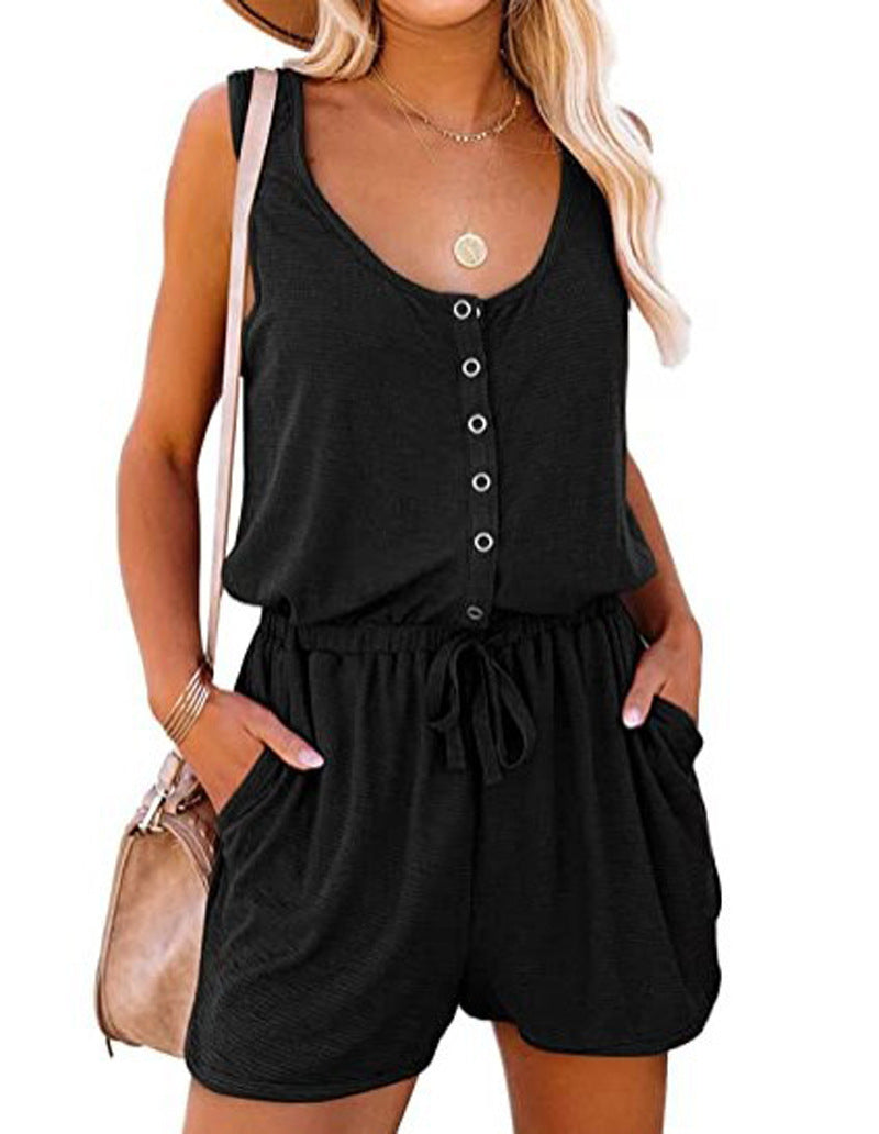 Women's Summer Sleeveless Waist-controlled Lace-up Loose-fitting Wide-leg Pants
