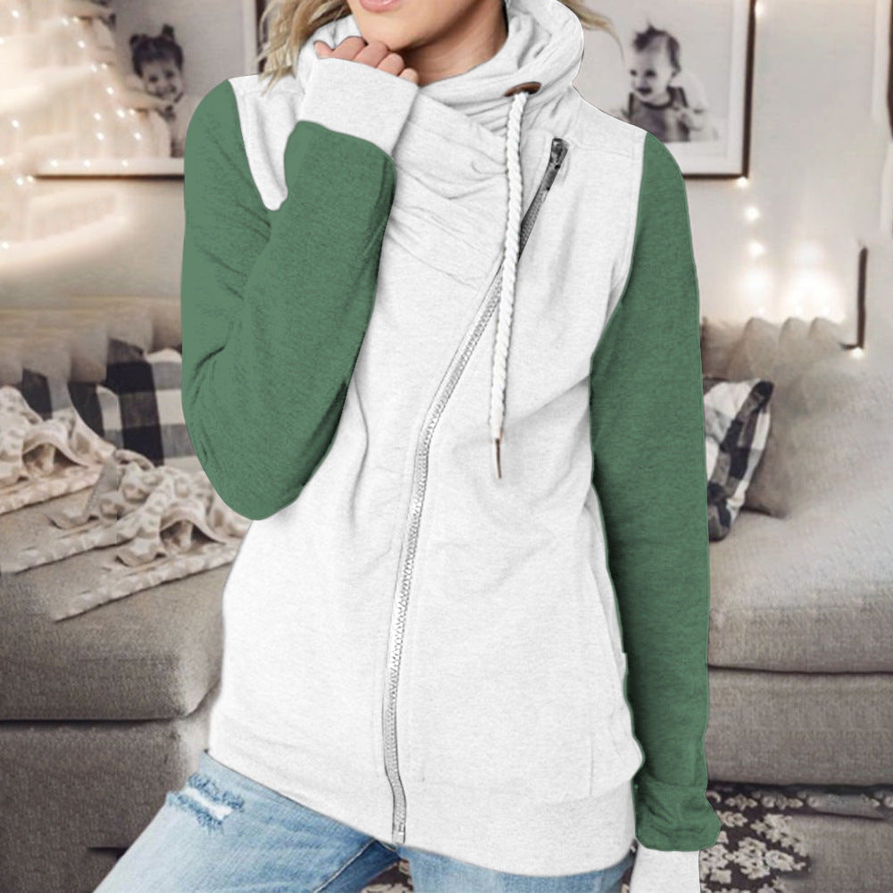 Women's Color Multicolor Personality Turtleneck Zipper Hoody Sweaters