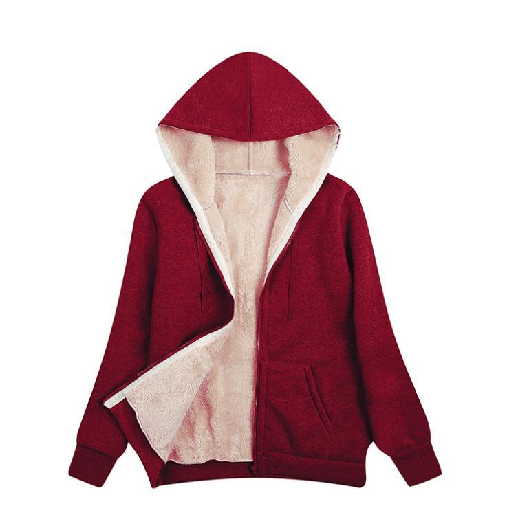 Women's Winter Warm Berber Fleece Pocket Hooded Coats