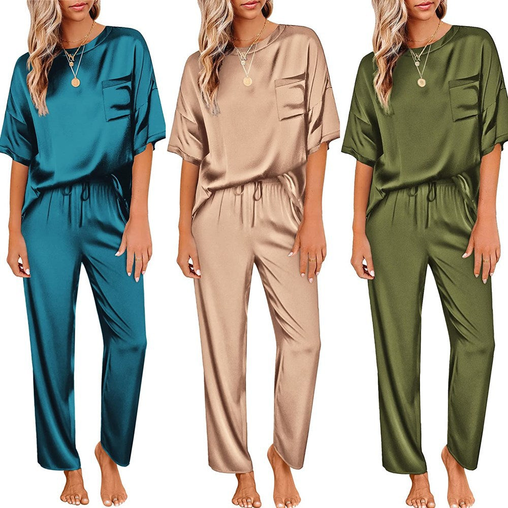 Women's Pajamas Home Wear Short-sleeved Trousers Loose Suits