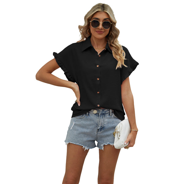 Women's Loose Short-sleeved For Summer Solid Color Blouses