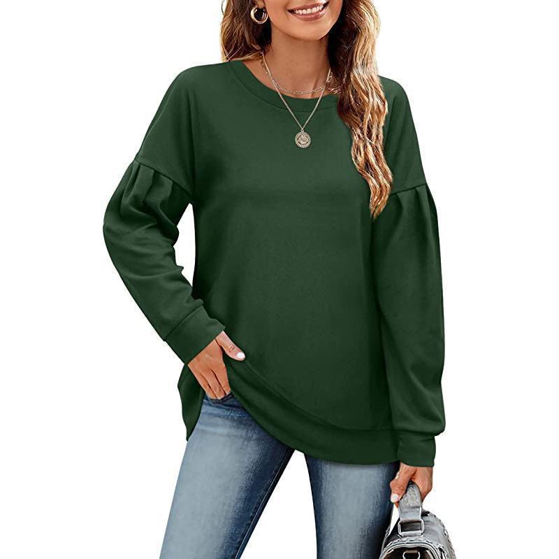 Women's Solid Color Hoodie Round Neck Stitching Sweaters