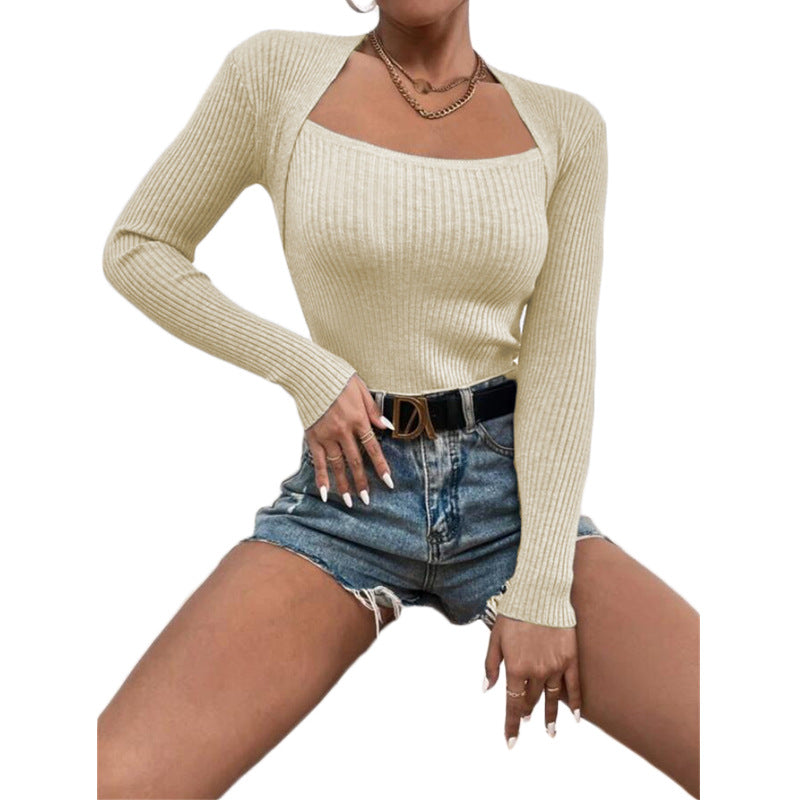 Charming Women's Slim-fit Long-sleeved Knitted Shirt Sweaters