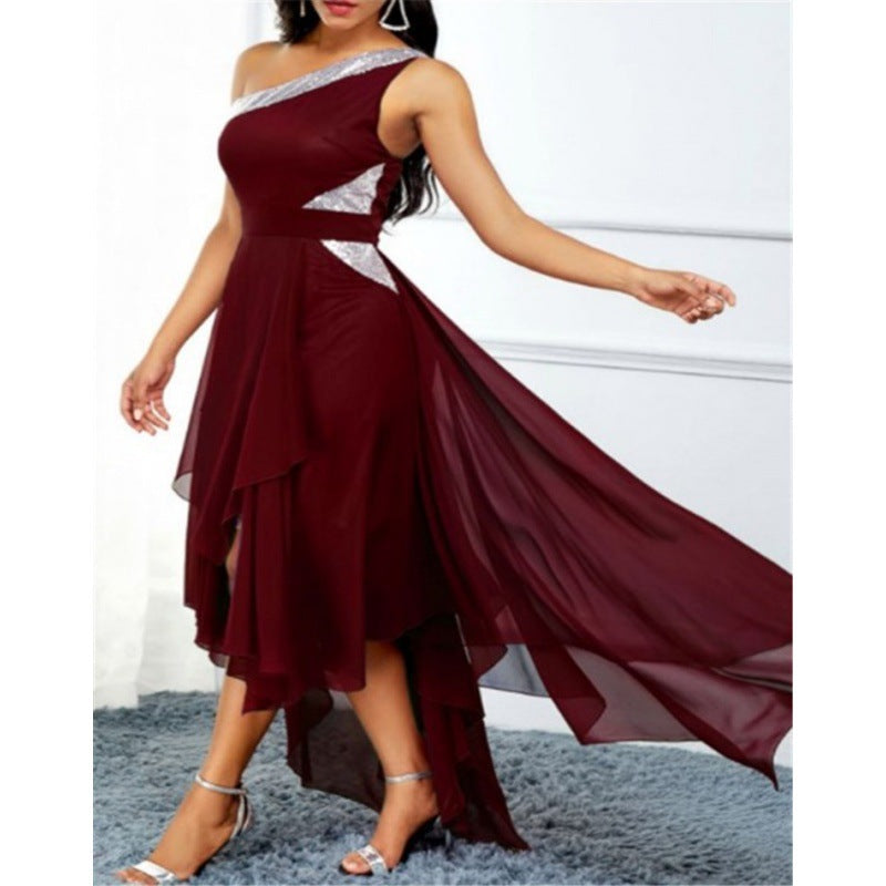 Summer One-shoulder Asymmetric Hem Fashion Dress Dresses