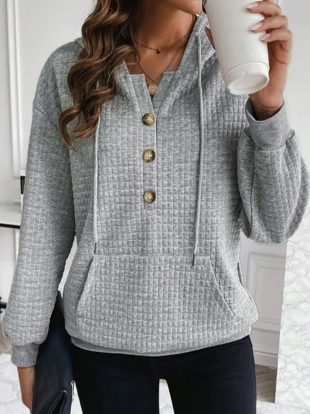 Women's Small Style Long-sleeved Hooded Solid Color Sweaters