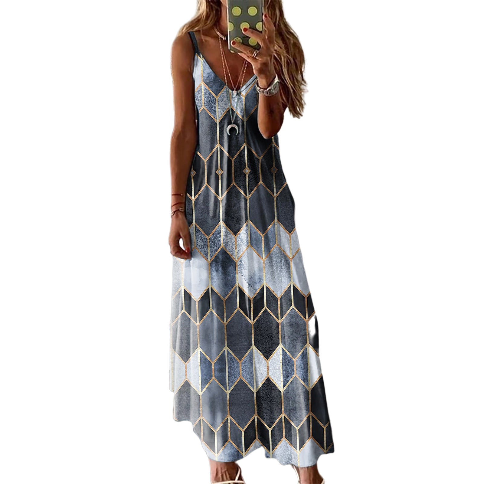 Women's Summer Casual Printed Camisole Long Dress Dresses