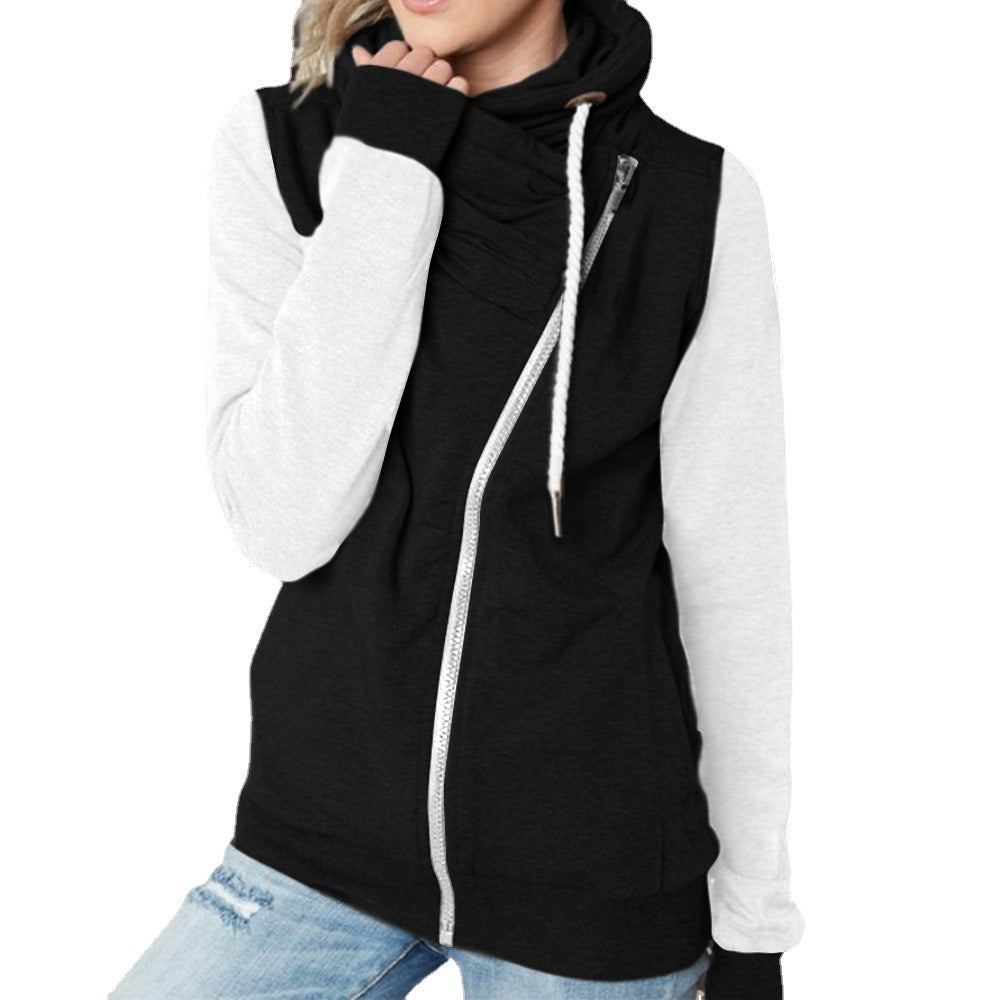 Women's Color Multicolor Personality Turtleneck Zipper Hoody Sweaters