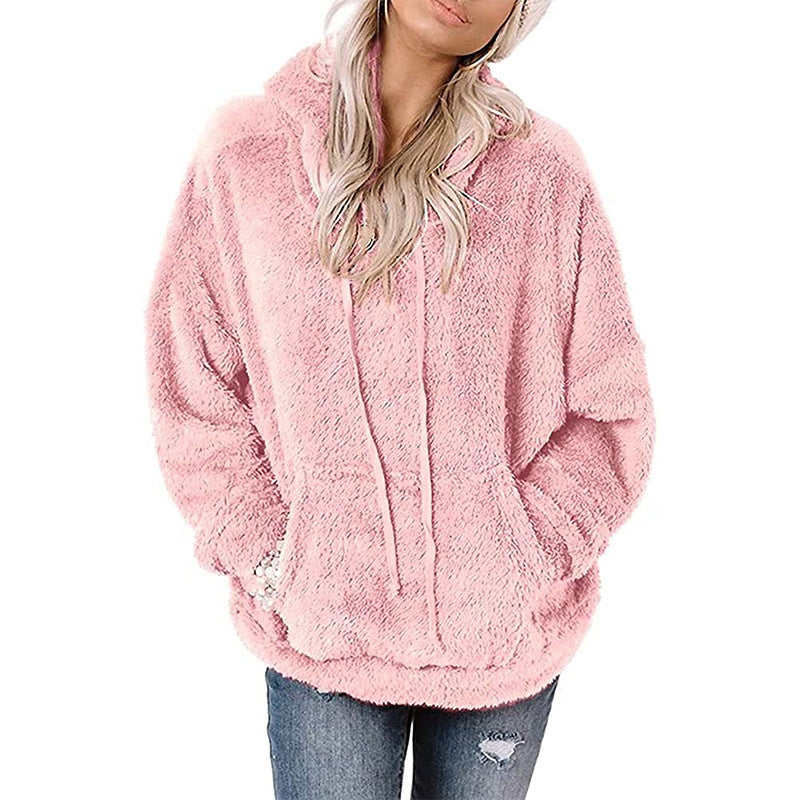 Einfarbiges, lässiges, lockeres Damen-Sweatshirt mit Pullovern