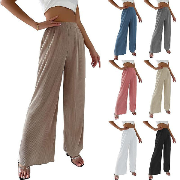 Women's Spring Loose Solid Color Pleated Pants