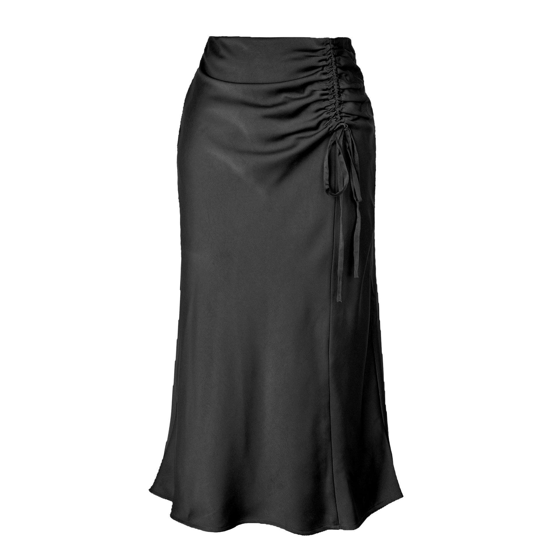 Women's Pleating Satin Summer High Waist Slimming Zipper Skirts