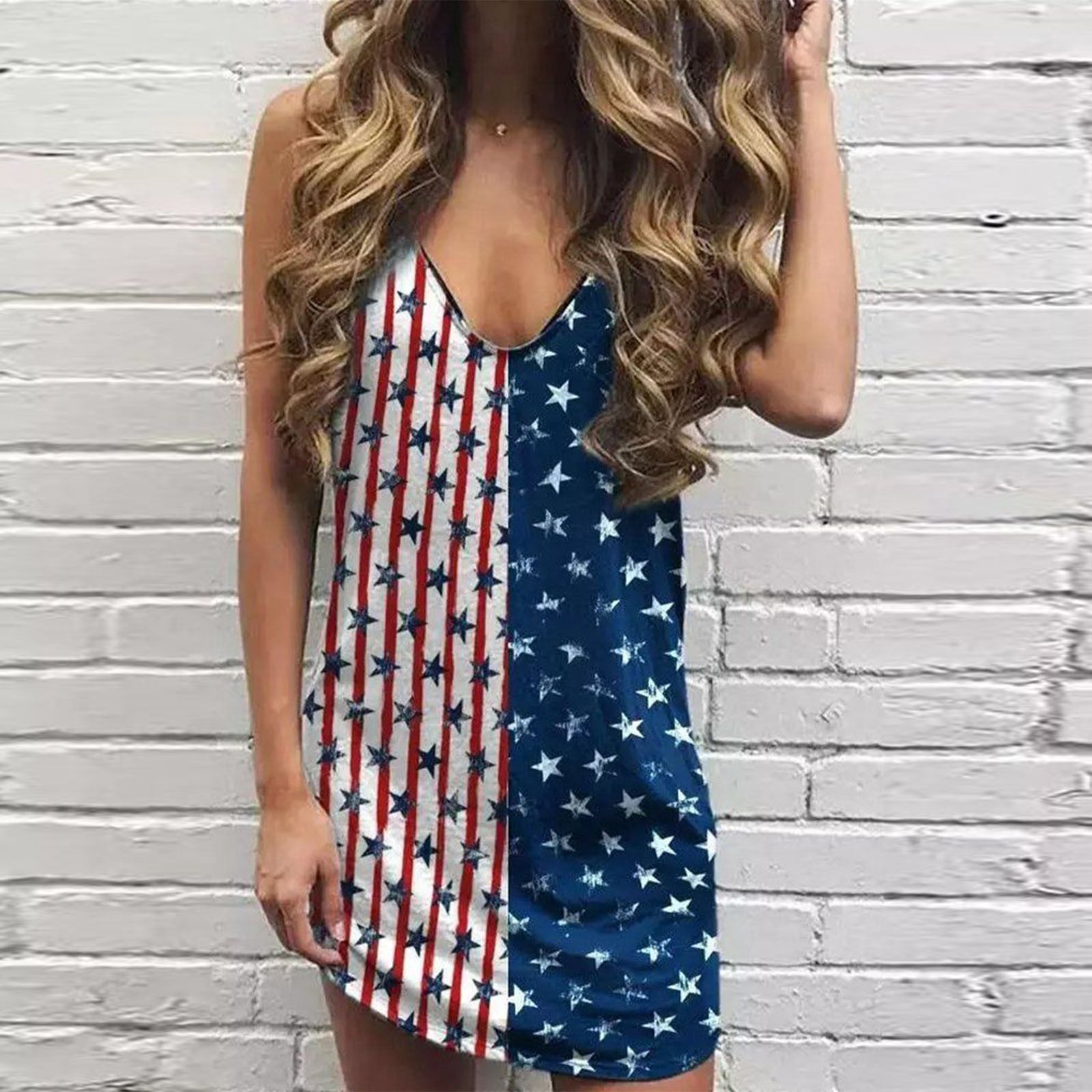 Women's Cool Independence Day Printed Sleeveless Dresses