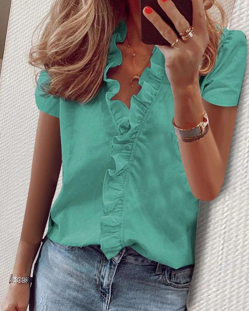 Women's Summer Autumn Style Sleeve Ruffle Blouses