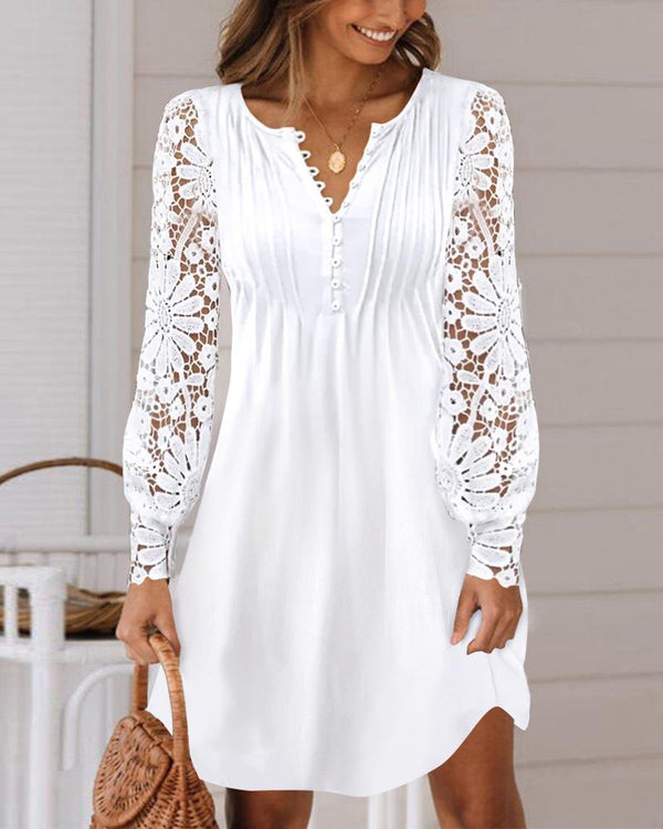 Women's Fashion Lace Long Sleeve Dress Dresses