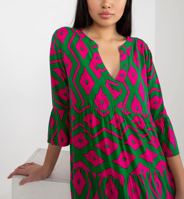 Women's Durable Graceful V-neck Sleeve Printed Dresses