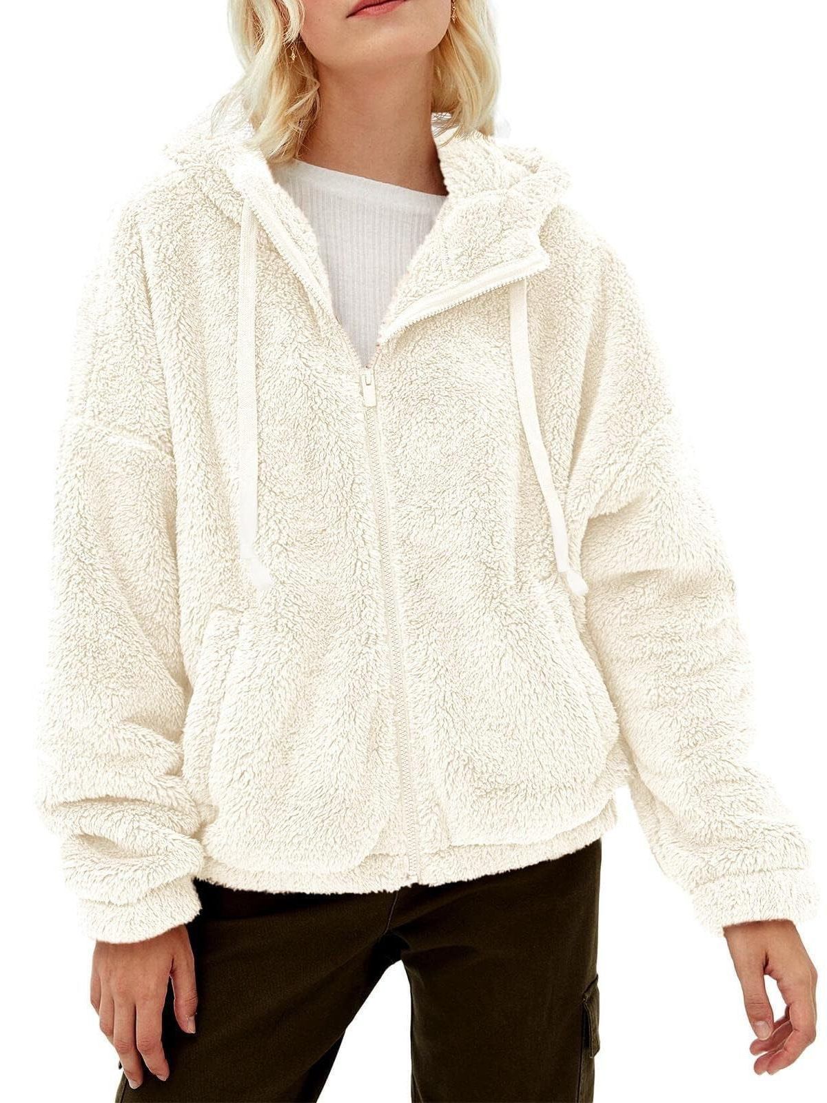 Women's Long Sleeve Zipper Casual Loose Hooded Sweaters