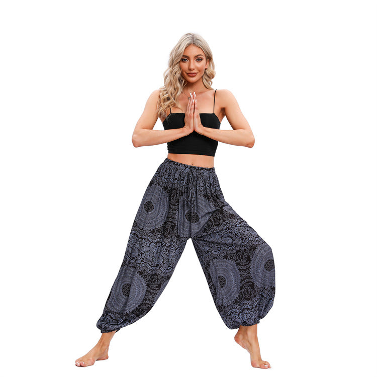Graceful Bohemian Plus-sized Yoga Neutral Bloomers Pants