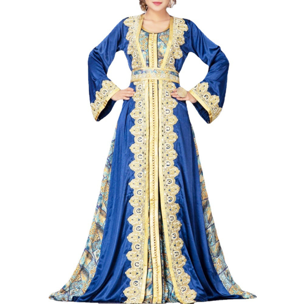 Printed Woman Muslim Robe Long Dress Dresses