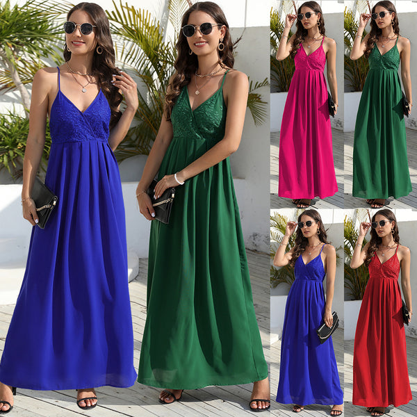 Women's Summer Cross Slim Fit Elegant Long Dresses