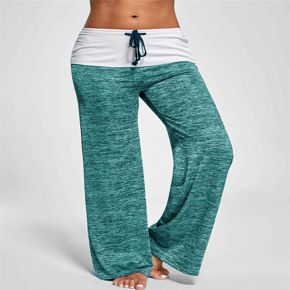 Women's Yoga Sports Stitching Trousers Casual Wide-leg Pants