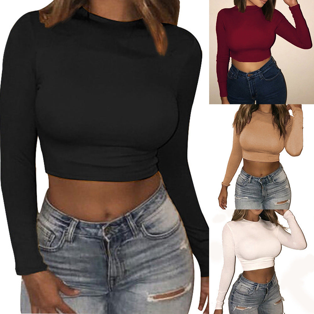 Women's Sexy Solid Color Slim Long Sleeve Blouses