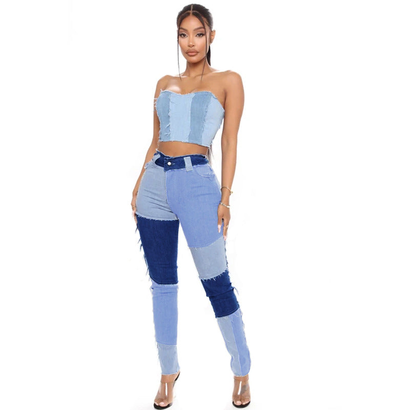 Women's Autumn Super Elastic High Waist Tassel Jeans