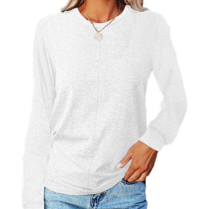 Women's Long-sleeved Round Collar T-shirt Base Shirt Blouses