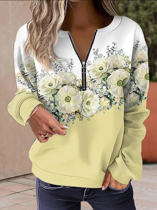 Women's Popular Printed Long Sleeve Pullover Loose Sweaters