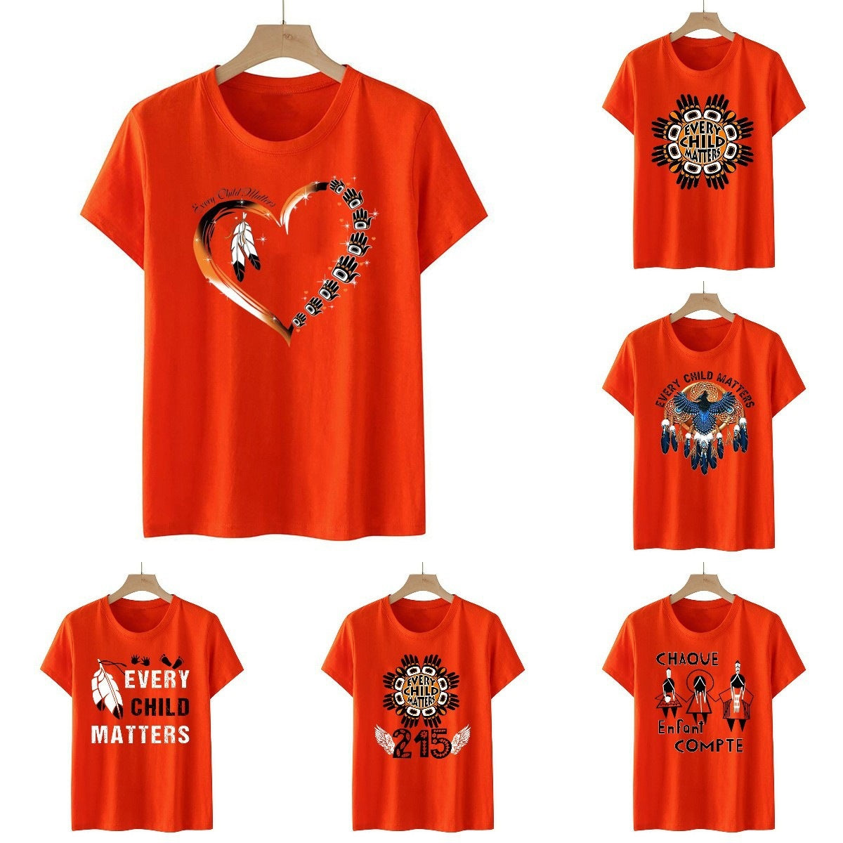 Orange T-shirt European Every Very Important Palm Blouses