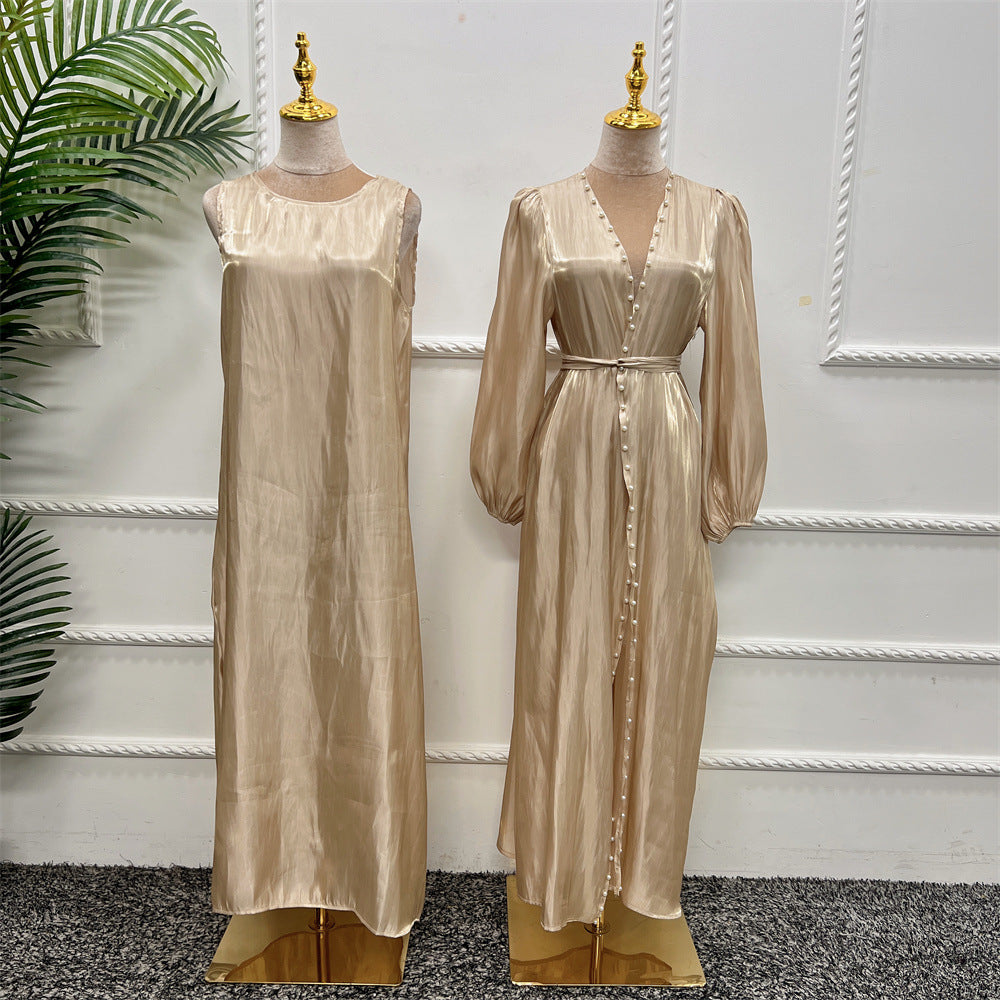 Sleeve Beaded Sleeveless Inner Wear Two-piece Dresses