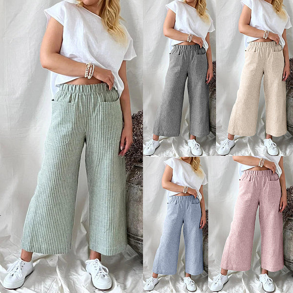 Women's Elegant Four Linen Loose Straight-leg Pants