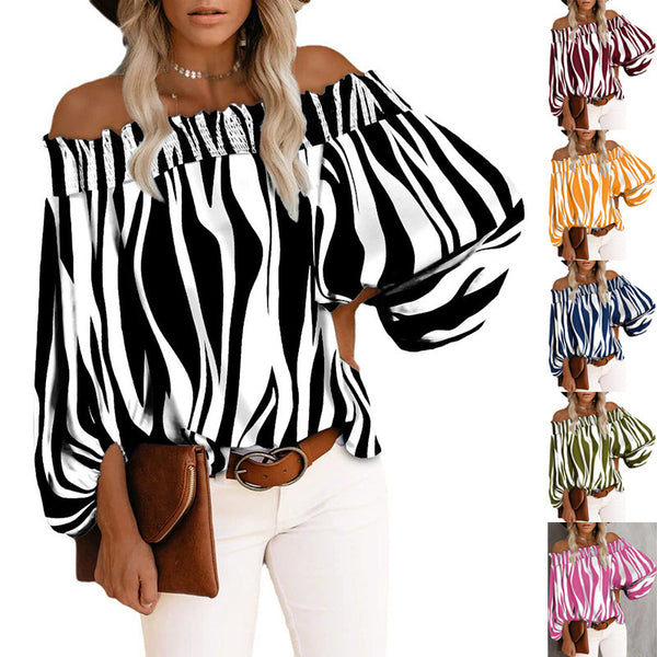 Women's Durable Striped Sexy Off-the-shoulder For Blouses