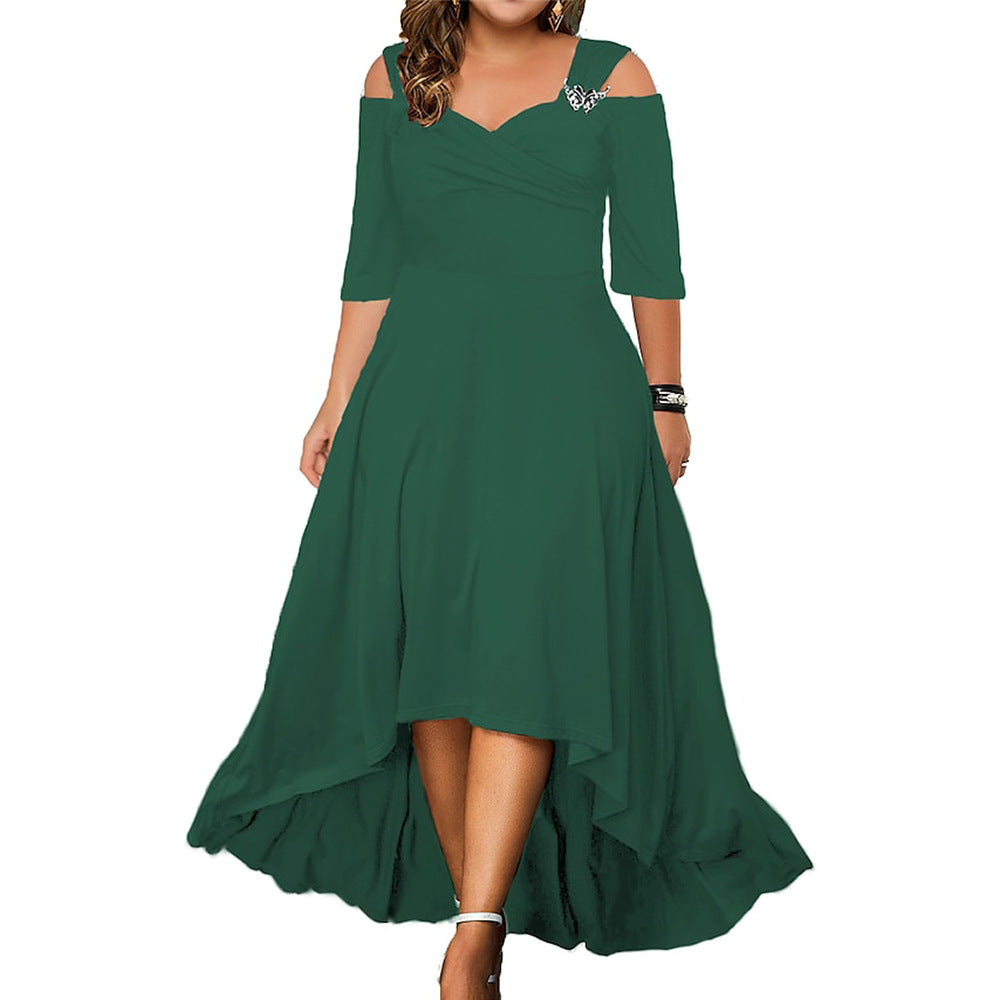 Women's Solid Color Sexy Strapless Large Swing Dresses