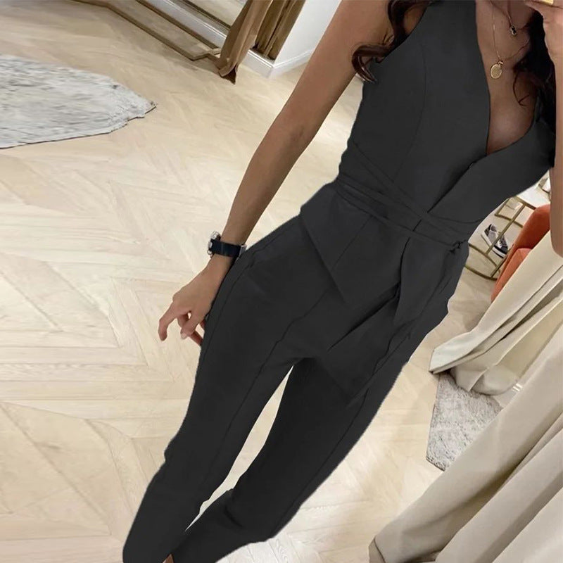 Women's Summer Temperament Waist-controlled Sexy Skinny Two-piece Suits