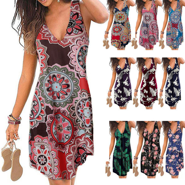 Women's Creative New Sexy V-neck Printed Dresses