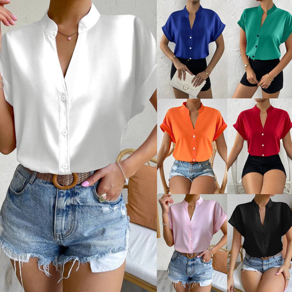Women's Slouchy Creative Summer Simple V-neck Blouses