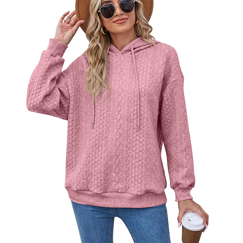 Women's Autumn Jacquard Hooded Long Sleeve Knitted Clothing