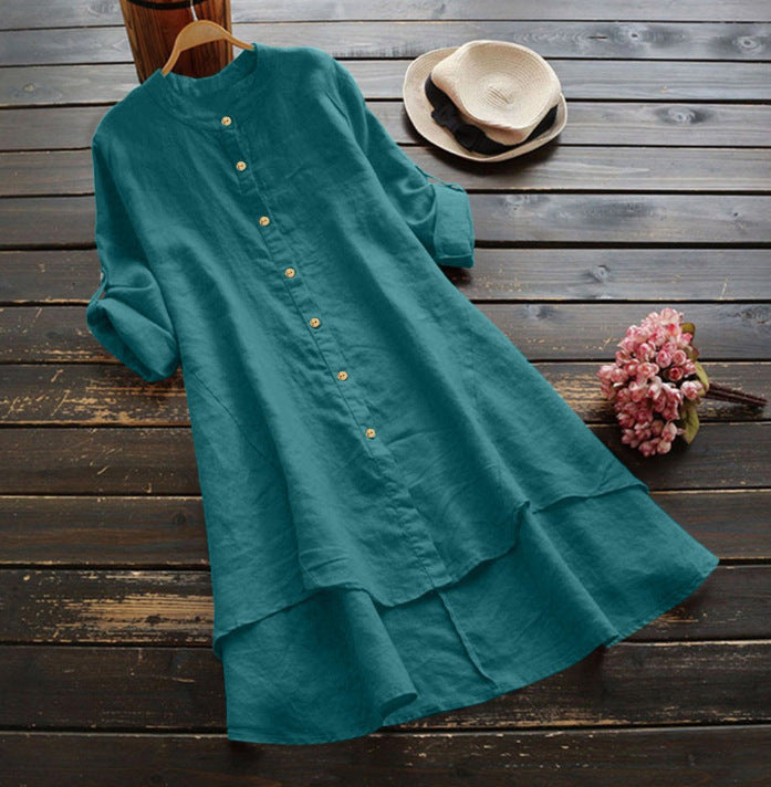 Women's Solid Color Buttons Long Sleeve Blouses