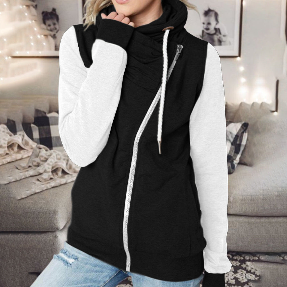 Women's Color Multicolor Personality Turtleneck Zipper Hoody Sweaters